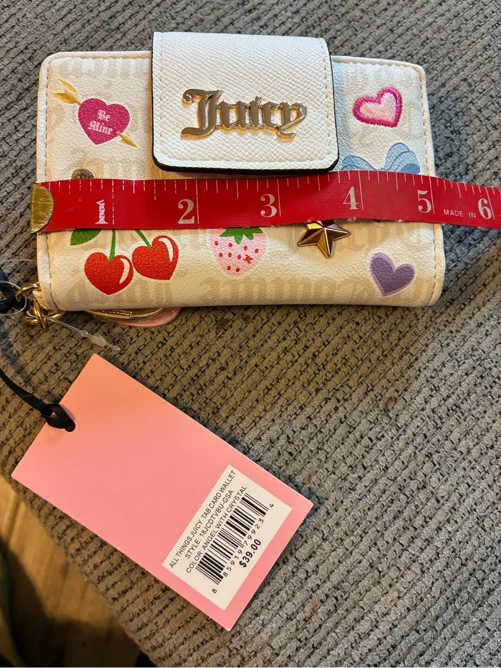 NWT “All Things Juicy Tab Card Wallet” Color Angel With Crystal